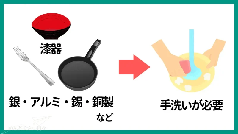 食洗機の面倒の一つは食器の種類によって手洗いが必要なこと